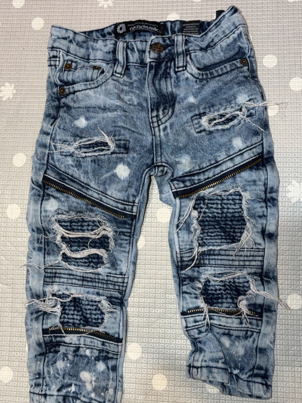 Akademiks Light Blue Distressed Kids Jeans with Zipper Detail